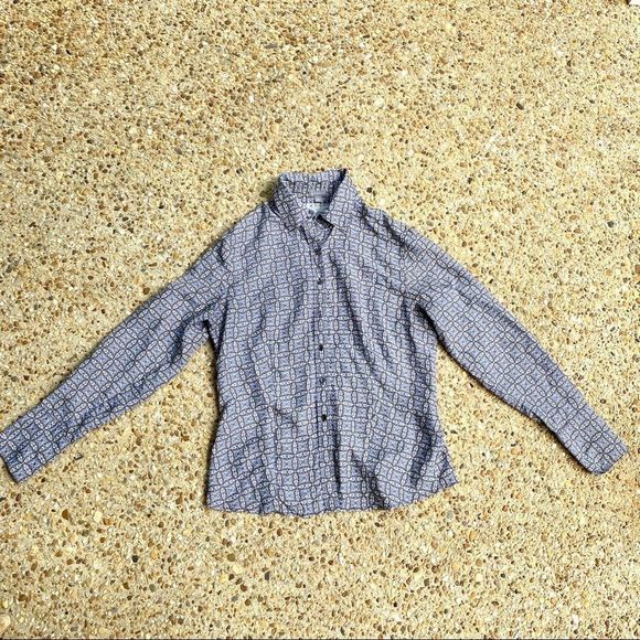 Vintage-Inspired Ann Taylor Silk Button Down along Sleeve Shirt Size M - Picture 1 of 9